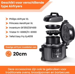 Promida 13-Delige Airfryer Accesoireset - Accessoire voor heteluchtfriteuse - 20cm — thumbnail 8
