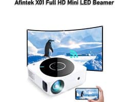AFINTEK X01 Native Full HD Beamer - 1080p Mini Projector - 6500 Lumen - WiFi & Miracast - 4D Keystone - HDMI/USB - Projectie op Plafond & Wand - Wit