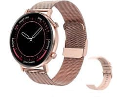 DrPhone DTX-2 - Hybrid Smartwatch 42mm voor Mannen en Vrouwen Aluminium + Retina Horloge - 360x360 Kleurenscherm - RoséGoud