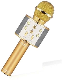 Karaoke microfoon/karaoke set - Joyful things draadloze karaokemicrofoon met ingebouwde speaker, Bluetooth, mp3 functie,  stemhervormer en echo effect-  Goud — thumbnail 4