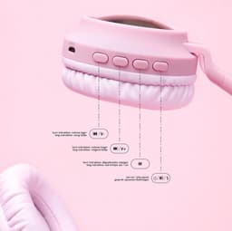 Kattenoortjes kinderkoptelefoon - Draadloze Bluetooth hoofdtelefoon - led kattenoortjes - roze — thumbnail 4