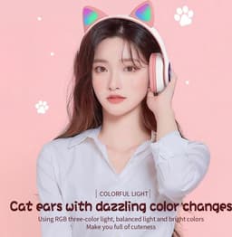 Cat Headphone - Roze - Bluetooth - Draadloze Over Ear Stereo Koptelefoon - Noise Reduction - Katten Oortjes - LED Verlichting — thumbnail 5