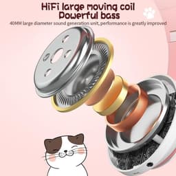 Cat Headphone - Roze - Bluetooth - Draadloze Over Ear Stereo Koptelefoon - Noise Reduction - Katten Oortjes - LED Verlichting — thumbnail 3