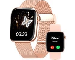 Bizoule Smartwatch Beso - Smartwatch Dames & Heren - Rosé-Goud - 40mm - Horloge met Belfunctie - AMOLED Full HD - Bloeddrukmeter - Stappenteller - Android en iOS