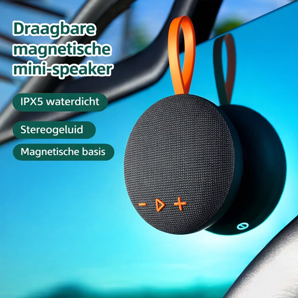 Mini Bluetooth Speaker Draadloos – Portable Waterproof IPX5 Speaker – 6W Stereo Geluid – Bluetooth 5.3 – Magnetische Muziek Box – TF Kaart MP3 – Compacte Speaker voor Smartphone, Laptop en Tablet-Zwart Oranje — afbeelding 1