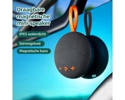 Mini Bluetooth Speaker Draadloos – Portable Waterproof IPX5 Speaker – 6W Stereo Geluid – Bluetooth 5.3 – Magnetische Muziek Box – TF Kaart MP3 – Compacte Speaker voor Smartphone, Laptop en Tablet-Zwart Oranje