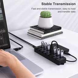 Aangedreven USB 3.0 Hub met 7 Poorten en Individuele Aan/Uit Schakelaars — thumbnail 5