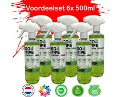 Voordeelset 6x - Nieuw! Verbeterde formule Go4Wipe 500ml Professioneel non-toxic (beeld) schermreiniger voor TV, Monitor, Tablet, Smartphone, Laptop, Brillen