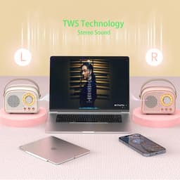 Draagbare Retro Vintage Bluetooth Speaker - TWS, U-Disk, TF Kaart, AUX - Voor Huis, Reizen & Buiten Gebruik (Roze) — thumbnail 2