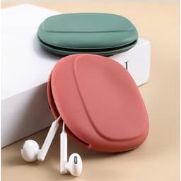 2 stuks - siliconen koptelefoonorganizer - opbergdoosje voor datakabels - draagbare organizer - voor bedrade koptelefoons, kabel, oplader, USB-stick - rood-groen - 9.2×8cm — thumbnail 4
