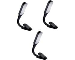 3-Pack Oplaadbare LED Boekleeslamp met 3 Kleuren - Flexibele Klemspot voor Lezen in Bed