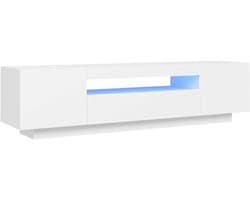 Tv-meubel - Media kast - Woonkamer entertainment - Met LED-verlichting - 160x35x40 cm - Wit