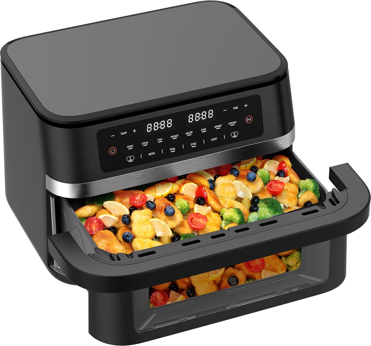 Dewelling Dual Zone Airfryer DUAF-LR-100A – 2950W – 11L XXL Heteluchtfriteuse – Uitneembare Scheidingswand - Zichtvenster — afbeelding 1