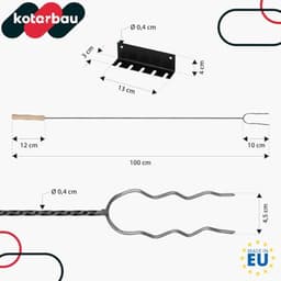 KOTARBAU® 5 Stuks Grillspiesen, Staal, 100 cm, Spiesen met Houten Handvat, met Haak, Lange Spiesen, Kampvuur Vork, Stevige Grillspiesen — thumbnail 4
