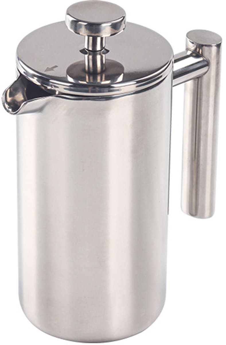 French Press koffiemaker, 1,5 liter, roestvrij staal, dubbelwandig geïsoleerd, zilver, 1500 ml — afbeelding 1