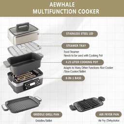8-in-1 Multicooker met Airfryer, Rijstkoker en Slowcooker Functies — thumbnail 4