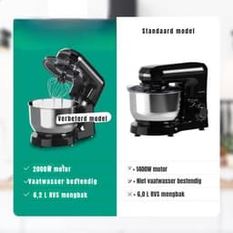 REN® Mixer met mengkom - Mixer - Mixer met mengkom keukenmachine - Zwart -‎39x 24x 31cm ; 5.85 kg — thumbnail 3
