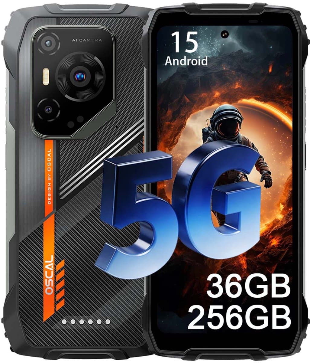 OSCAL PILOT 3 Robuuste Smartphone 5G - 36GB RAM - 256GB ROM - 6,78inch 120Hz- 7500mAh - Android 15 - IP68/IP69K - Dual SIM - GPS - NFC - OTG - Zwart — afbeelding 1