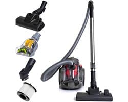 DYNA® Steelstofzuiger met snoer - Steelstofzuiger - Stofzuiger - Grijs/Rood - ‎35cm x 27cm x 41cm