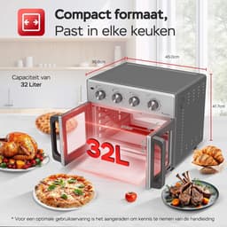 Digitale Heteluchtoven XXL - 32 Liter met Draaispies en Airfryer-functie — thumbnail 3