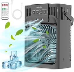 SNJY® Aircooler - Luchtkoeler - Aircooler met Koelelementen - Airco Mobiel Airco Zonder Slang - 1,2L Watertank - 3 Snelheden - Zwart — thumbnail 1