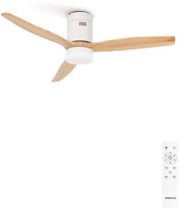 CREATE - Plafondventilator 40W silent Ø132 cm - Met Verlichting drie temperaturen - Met Afstandsbediening - 6 Snelheden - Timer - Zomer/Winter functie - Wit - WIND CALM — thumbnail 1