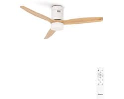 CREATE - Plafondventilator 40W silent Ø132 cm - Met Verlichting drie temperaturen - Met Afstandsbediening - 6 Snelheden - Timer - Zomer/Winter functie - Wit - WIND CALM — afbeelding 1