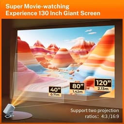 Norvia - 4K Mini beamer - 1080P projector - Draagbare bioscoop - Smartphone - Bluetooth - IOS - Android - 130 Inch - WiFi 6 — thumbnail 4