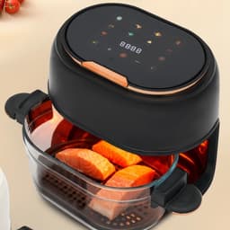 Sensova - Airfryer 4L - 1350W met Zichtbare Glazen Bakmand - LED-Touchscreen en Timer 0–120 min - Heteluchtfriteuse / Heteluchtoven 60-190 °C - PFAS- en BPA-Vrij - EU-stekker - Modern Zwart-Wit Design — thumbnail 5