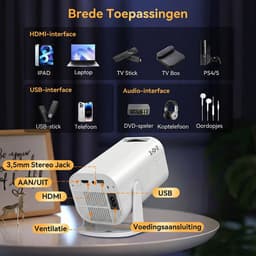 XGODY Gimbal 3 Pro Mini Beamer - Alles-in-één Smart TV Projector - 2026 model - Android 11.0 - WiFi 6 & Bluetooth 5.4 - 4k ondersteuning - Beamer - Inclusief Hdmi kabel - Home Cinema - Wit — thumbnail 5