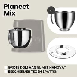 Aurixi® Mixer met Mengkom - Keukenmachine - Kneedmachine- Zwart- 31cm x 22cm x 36cm — thumbnail 2
