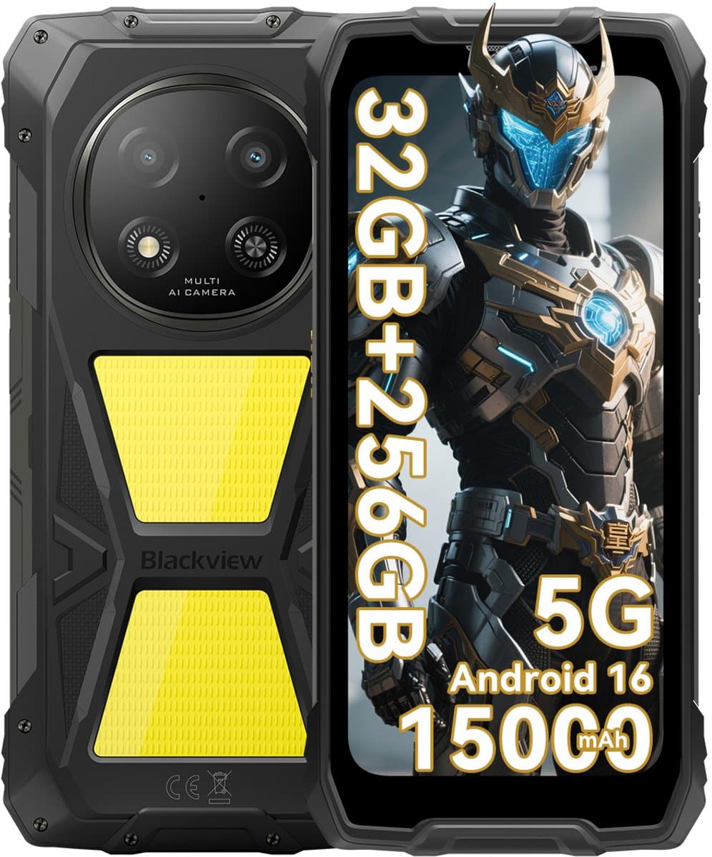 Blackview ROCK 2 Pro - Robuuste Smartphone - 5G - 32GB RAM - 256GB ROM - 6.67 inch 120Hz - 15000mAh Robuuste Telefoon - Android 16 - NFC - GPS - Zwart — afbeelding 1