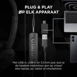 Floki® WH20 – Headset met Microfoon voor Computer – Ruisonderdrukking – Koptelefoon met draad - Hoofdtelefoon - 3.5mm - USB/USB-C — thumbnail 4