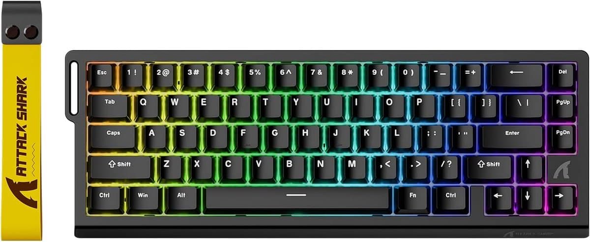 ATTACK SHARK X68 HE - Rapid Trigger - Hall Effect - 8000Hz - 0.01mm RT - Magnetisch Gaming Toetsenbord - RGB - 60% - QWERTY - Wired - Zwart — afbeelding 1