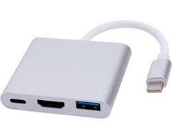 USB-C Hub 3-in-1 – HDMI 4K – USB-A – USB-C Power Delivery – Aluminium Adapter voor Laptop en MacBook