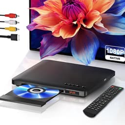 Ultradunne DVD-Speler voor TV – Regiovrij, HDMI & RCA Aansluiting, Full HD 1080P Upscaling, USB-Ingang, incl. Afstandsbediening & Kabels — thumbnail 1