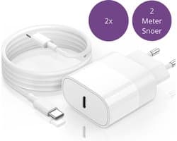 Viewr 2x 20W Originele Super Snellader - Oplader - 2 Meter Oplaadstekker - Lader geschikt voor Lightning 14/13/12/11/Xr/Xs/Xs Max/8/8 Plus/ Pro