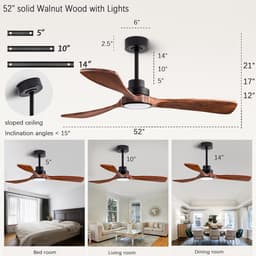 Houten Plafondventilator 132 cm met Afstandsbediening voor Binnen en Buiten — thumbnail 5