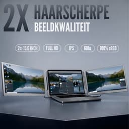 Triple Portable Monitor Flip 15.6" - IPS Tri screen voor Laptops tot 16.5" - Draagbare monitor - Plug & Play - Inclusief draagtas — thumbnail 4