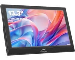 Draagbare 13,3 inch USB-C monitor met Dual Type-C/HDMI - FHD 1920 x 1080 externe IPS-scherm voor laptops, computers en consoles