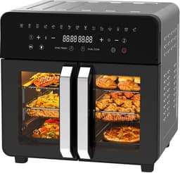 Dewelling AFTO-2301DT XXL Two Zone Airfryer 23L– Super Grote Heteluchtfriteuse met Verwijderbare Tussenschot, 2200W, Dubbele Franse Deuren, 12 Accessoires, 15 Programma’s — thumbnail 1
