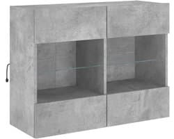 TV wandmeubel met LED-verlichting 78.5x30x60.5cm betongrijs