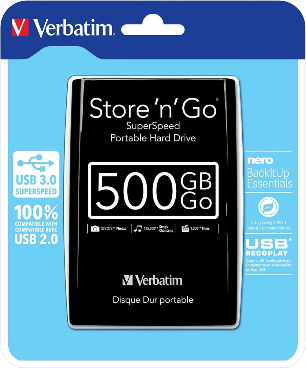 500 GB USB 3.0 Externe Harde Schijf in Zwart — afbeelding 1