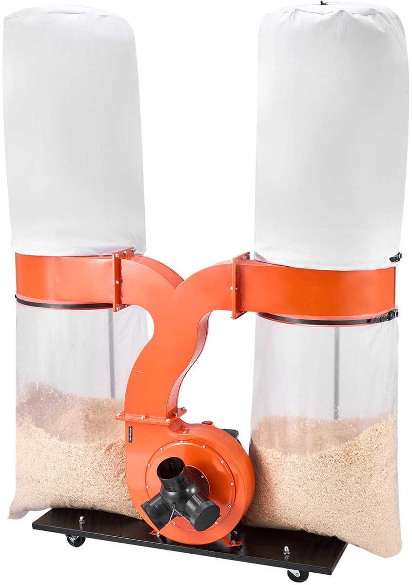 VEVOR Stofafzuigsysteem, 2634,47 M³/U, 2,5 Micron Spaanafzuigsysteem, 3,0 pk Zaagselafzuigsysteem met Twee Stofzakken van 132,5 L en Twee Filterzakken van 159 L, 2800 Tpm, Non-Woven Stof — afbeelding 1