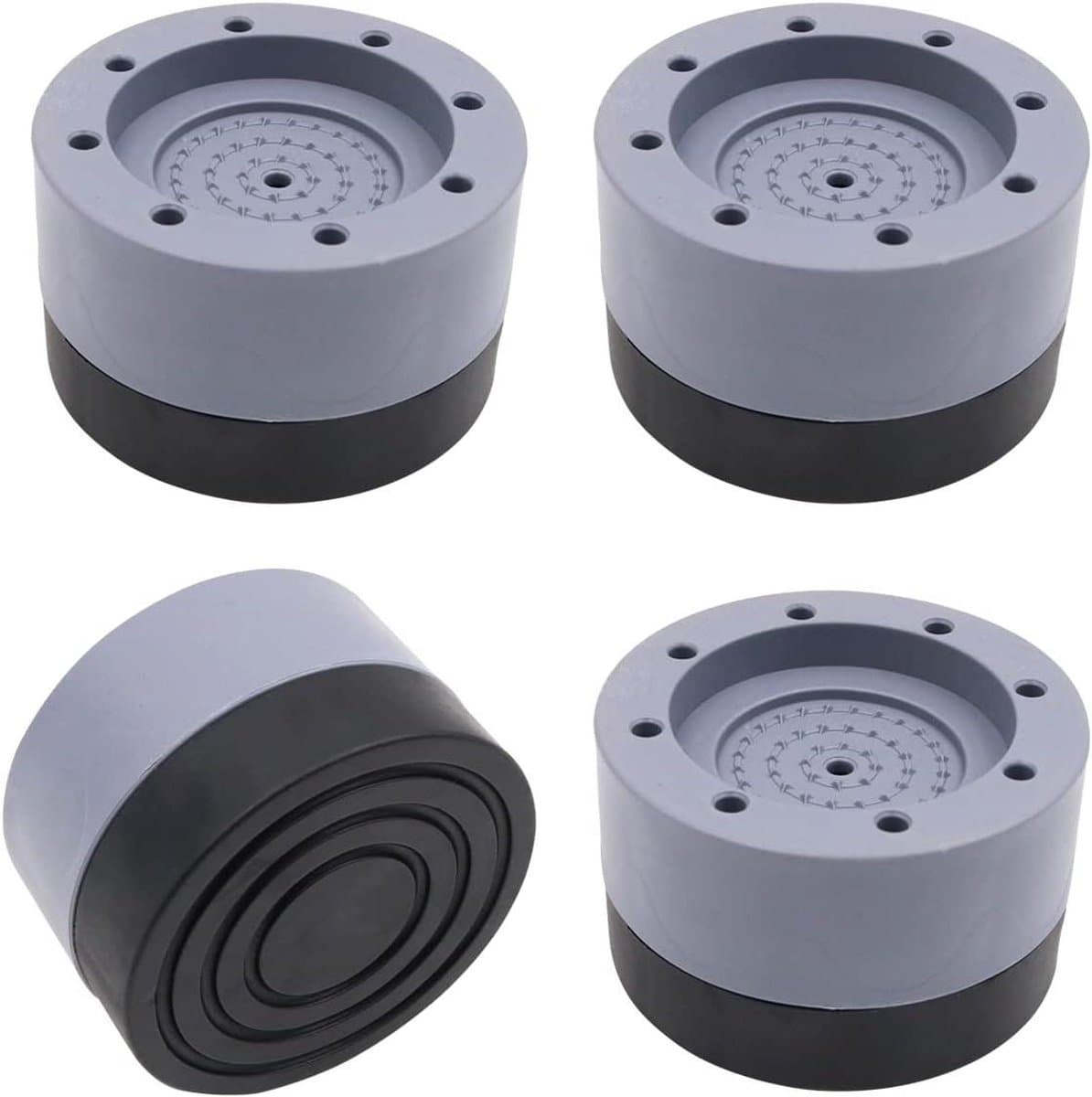 Allecto- Anti-vibratiepads - Geluiddempend - Stabilisatoren mat - Kit - Wasmachine en droger - Ondersteuning - Grijs - Geschikt voor alle modellen - 4 stuks anti-vibratiepads voor wasmachine en droger, geluiddempende stabilisatoren mat kit. — afbeelding 1