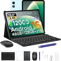 Aorlym P13 - Tablet - Tablets - 48 GB RAM + 128 GB ROM - 13,4 inch 2,4K 120 Hz - Android 16 - Gemini AI - 12000 mAh/18 W - Face ID - Widevine L1 - 13 MP + 8 MP camera - Dubbele luidsprekers - Tablet met toetsenbord en pennenhouder - Blauw — thumbnail 1