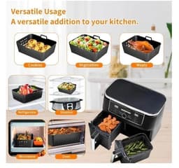 Dubbellaagse XL olievrije airfryer 2-delige set, airfryervormen, siliconen vormaccessoires, geschikt voor airfryers. — thumbnail 3