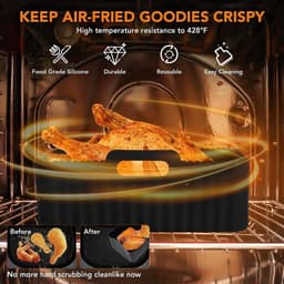 Accessoires voor hot air fryers - Airfryer-accessoires voor Ninja Foodi AF400EU, AF300EU (7,6L-9,5L) en andere dual zone airfryers - BPA-vrij - Accessoires voor Dual Zone hot air fryers - Airfryer siliconen bakje — thumbnail 7