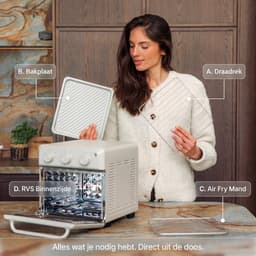 Safecourt 6-in-1 Airfyer oven - 100% PFAS-vrij - 6 programma’s - 80 tot 230 graden - Airfryer, bakken, roosteren, toasten, grillen & opwarmen - Beige — thumbnail 9