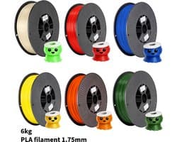PLA+ Regenboog Voordeelpakket 6KG 3D Printer Filament 1.75 mm - Hoge Kwaliteit en Duurzaam - Compatibel met Creality, Bambu Lab, Esun en Meer - Perfect voor Prototypes, Modellen en Accessoires - Professioneel en Thuisgebruik